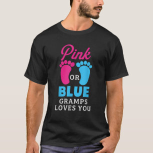 Geslacht onthullen roze of blauwe grijpjes houden t-shirt
