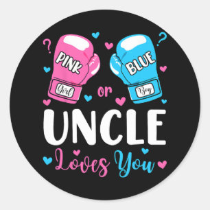 Geslacht onthullen roze of blauwe oom houdt van je ronde sticker