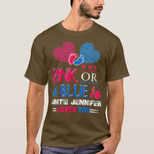Geslacht onthullen roze of blauwe tante Jennifer h T-shirt