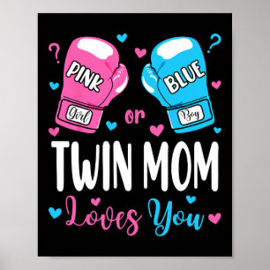 Geslacht onthullen Roze of Blauwe Tweeling Mama ho Poster