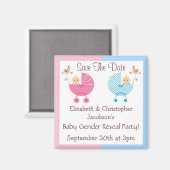 Geslacht onthullen Save the Date Baby's in kinderw Magneet (Voorkant / Achterkant)