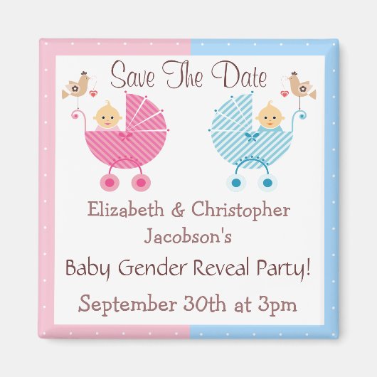 Geslacht onthullen Save the Date Baby's in kinderw Magneet (Voorkant)