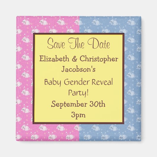 Geslacht onthullen Save the Date Roze & Blauwe kon Magneet (Voorkant)