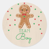 Geslacht Onthullen Stemmen Team Boy Gingerbread Ronde Sticker (Voorkant)