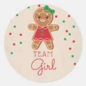 Geslacht Onthullen Stemmen Team Meisje Gingerbread Ronde Sticker (Voorkant)