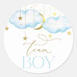Geslacht onthullen Stickers, Blauwe Team Boy Ronde Sticker