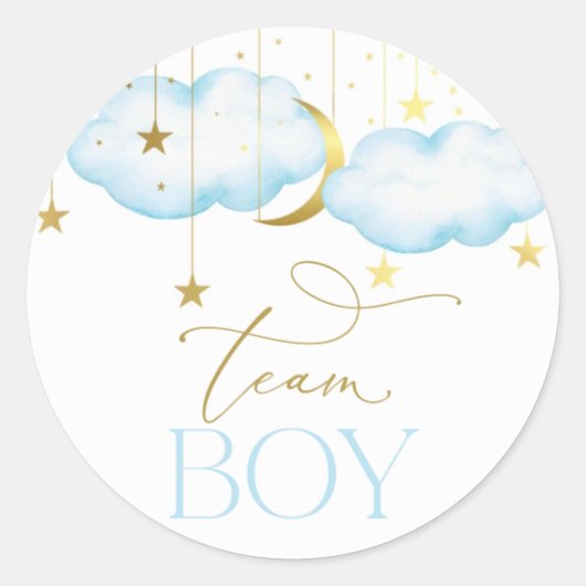Geslacht onthullen Stickers, Blauwe Team Boy Ronde Sticker (Voorkant)