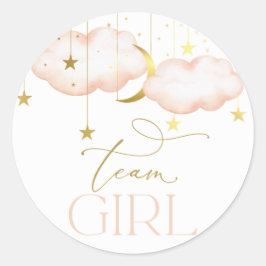 Geslacht onthullen Stickers, Blush Pink Team Girl Ronde Sticker