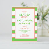 Geslacht onthullen Striped Groen Oranje Baby showe Kaart (Staand voorkant)