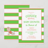 Geslacht onthullen Striped Groen Oranje Baby showe Kaart (Voorkant / Achterkant)