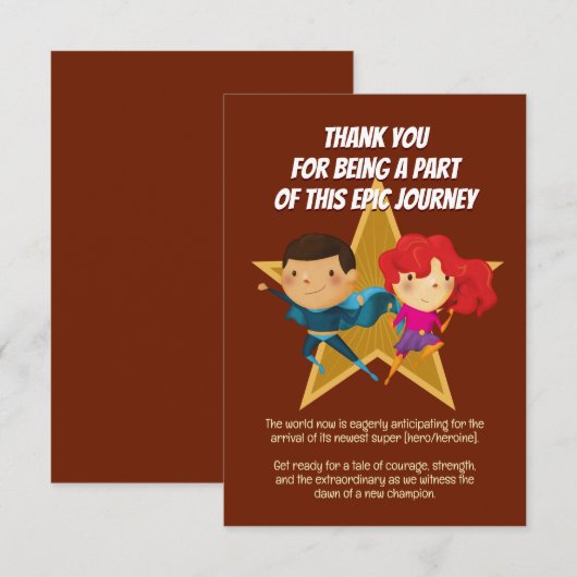 Geslacht onthullen superheld Schattige blauw roze  Bedankkaart (Voorkant / Achterkant)