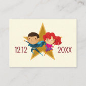 Geslacht onthullen superheld Schattige blauw roze  Informatiekaartje (Achterkant)