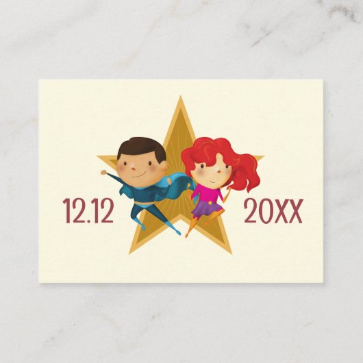 Geslacht onthullen superheld Schattige blauw roze  Informatiekaartje (Achterkant)