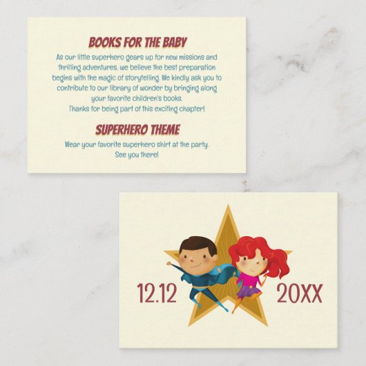 Geslacht onthullen superheld Schattige blauw roze  Informatiekaartje (Voorkant / Achterkant)