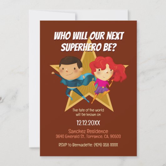 Geslacht onthullen superheld Schattige blauw roze Kaart (Voorkant)