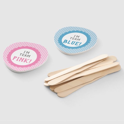 Geslacht onthullen Team Roze of Blauw Gingham Chec Handwaaier (Niet-gemonteerd)