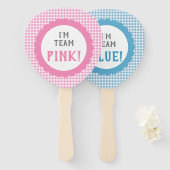 Geslacht onthullen Team Roze of Blauw Gingham Chec Handwaaier (Voorkant en achterkant)