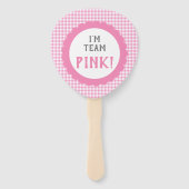 Geslacht onthullen Team Roze of Blauw Gingham Chec Handwaaier (Voorkant)