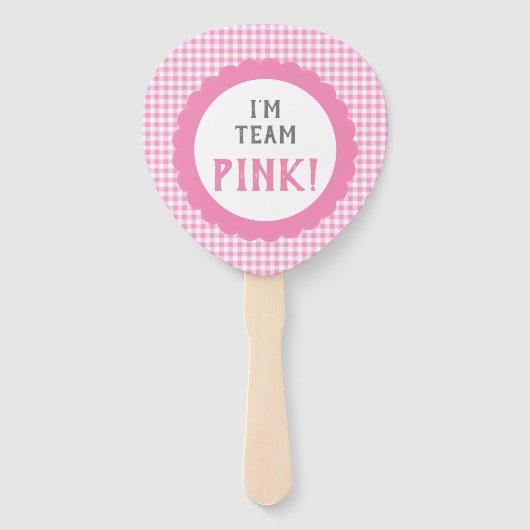 Geslacht onthullen Team Roze of Blauw Gingham Chec Handwaaier (Voorkant)