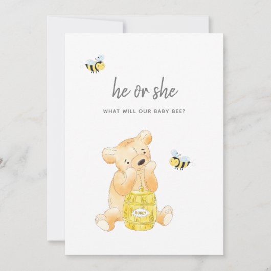 Geslacht onthullen teddy Bear Honey Bee Kaart (Voorkant)