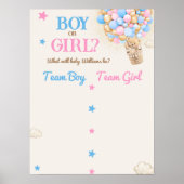 Geslacht onthullen teddybeer roze blauw stembord poster (Voorkant)