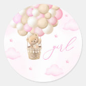Geslacht onthullen teddybeer roze meisje ronde sticker (Voorkant)