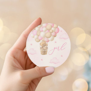 Geslacht onthullen teddybeer roze meisje ronde sticker
