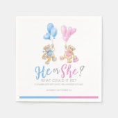 Geslacht onthullen teddybeer thema hij of zij servet (Voorkant)