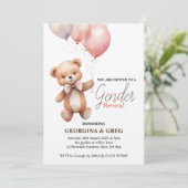 Geslacht onthullen teddybeer uitnodiging (Staand voorkant)