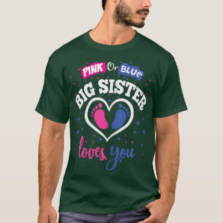 Geslacht onthullen Ton Roze of Blauwe Grote Zuster T-shirt