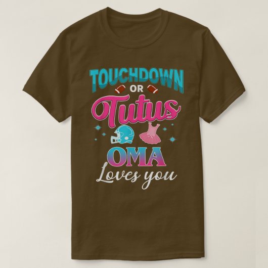 Geslacht onthullen Touchdown of Tutus Oma overeenk T-shirt (Design voorkant)