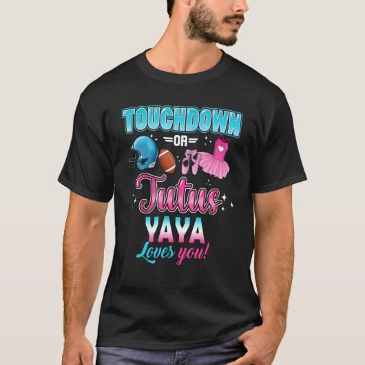 Geslacht onthullen touchdowns of tutus yaya matchi t-shirt (Voorkant)