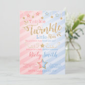 Geslacht onthullen Twinkle kleine ster Baby shower Kaart (Staand voorkant)