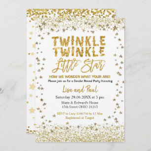 Geslacht onthullen Twinkle Little Star-Baby shower Kaart
