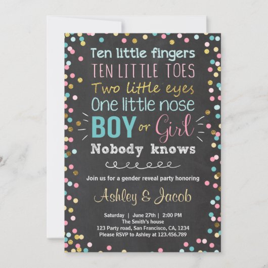 Geslacht onthullen uitnodiging Baby shower Boy of  (Voorkant)