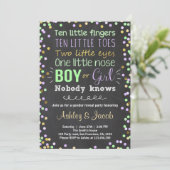 Geslacht onthullen uitnodiging Baby shower Jongen  (Staand voorkant)