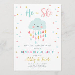 Geslacht onthullen Uitnodiging Cloud Rain laat kle