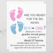 Geslacht onthullen uitnodiging, hij of zij nodigen (Voorkant / Achterkant)