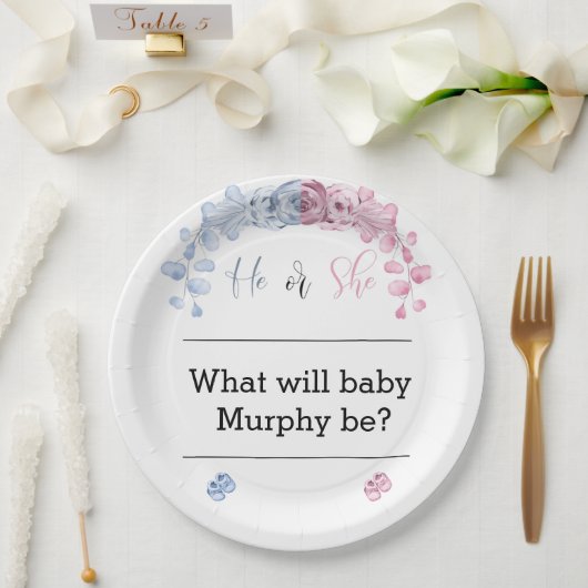 Geslacht onthullen uitnodiging, Hij of zij Papieren Bordje (Huwelijk)