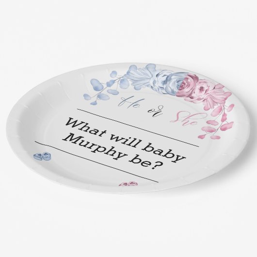 Geslacht onthullen uitnodiging, Hij of zij Papieren Bordje (Gekanteld)