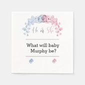 Geslacht onthullen uitnodiging, Hij of zij Servet (Voorkant)