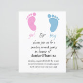 Geslacht onthullen uitnodiging, jongen of meisje, (Staand voorkant)