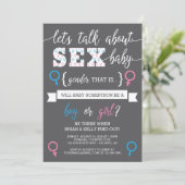 Geslacht onthullen uitnodiging, laten we praten ov kaart (Staand voorkant)