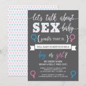 Geslacht onthullen uitnodiging, laten we praten ov kaart (Voorkant / Achterkant)