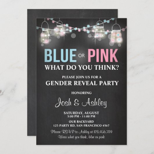 Geslacht onthullen uitnodiging Rustic chalk Shower (Voorkant / Achterkant)