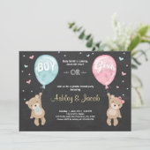 Geslacht onthullen uitnodiging Teddy BBoy of Girl (Staand voorkant)