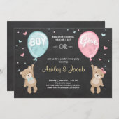 Geslacht onthullen uitnodiging Teddy BBoy of Girl (Voorkant / Achterkant)