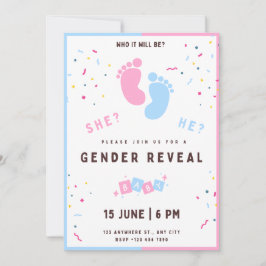 Geslacht onthullen uitnodiging voeten, jongen of m