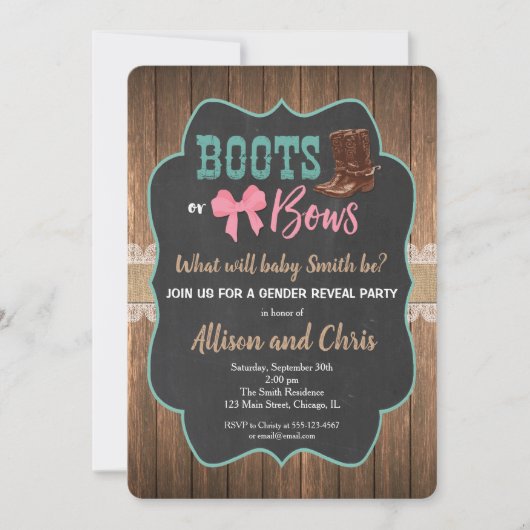 Geslacht onthullen uitnodigingen en bogen (Voorkant)