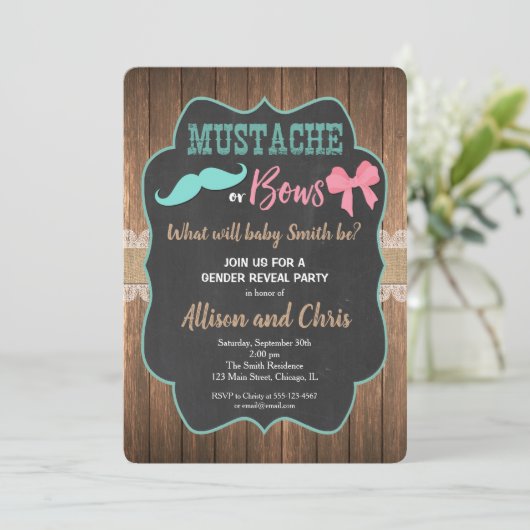 Geslacht onthullen uitnodigingssnor of strikken kaart